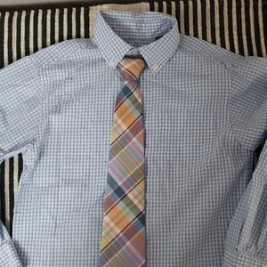 Class Club gingham long sleeve shirt and tie